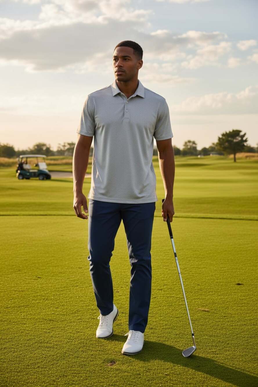 Hickey Freeman Golf Polo XL Gray Performance Shirt Luxury Casual Short Sleeve